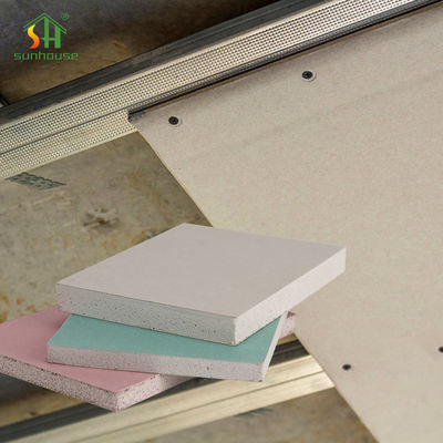 Hojas del cartón yeso del color verde 9m m, tablero de yeso de Sheetrock para el edificio de oficinas